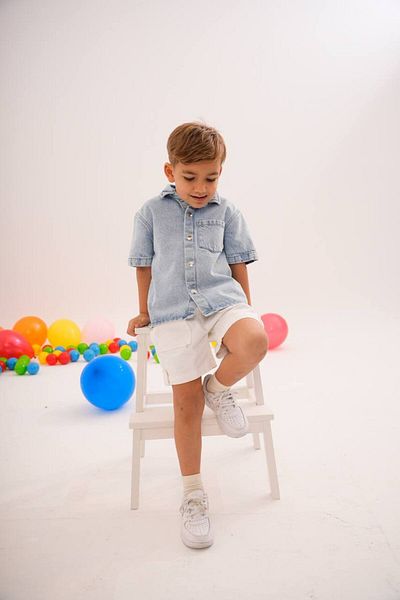 Tiny Boy's Denim Shirt Denim Shorts Bottom Top Set