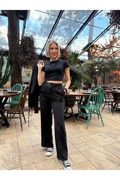 Tumtum Wear Black Fabric Trousers