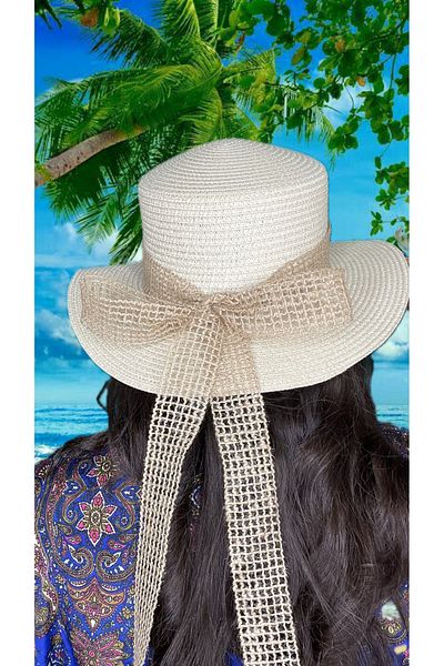 laviyonsa Honey Comb Straw Hat with Scarf