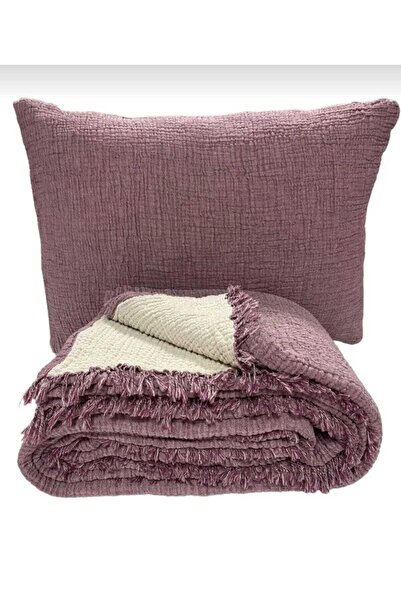 YASEMİNİNEVİ Müslin Yatak Örtüsü Pike (200x230cm) + 2 Yastık Kılıfı