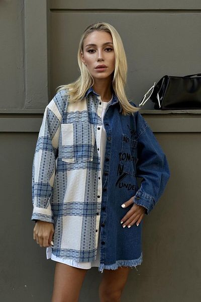Simala Blue Denim Garni Piece Shirt