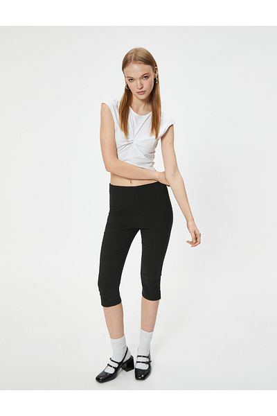 Koton New Season Capri Pants Slim Fit Zippered Stitching Detail