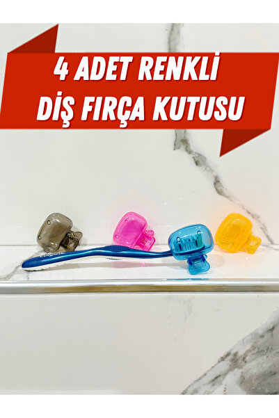 KirazEv Diş Fırçası Saklama Kutusu 4 ADET Fırça Seyahat Kutusu Diş Fırçası Ta...