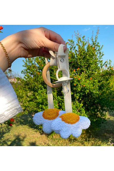 efecco Daisy Pacifier Strap/Child Baby Special Design Cotton Rope Punch Double Sided Pacifier Strap