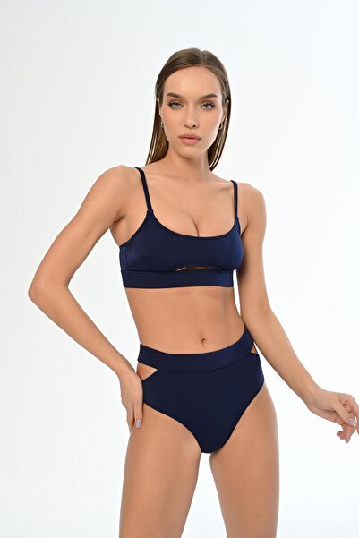 AQUAVİVA Aquaviva Жіночий темно-синій бікіні з бретельками Theodora з декольте