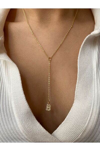 Arsaley Collection Taşlı Harf Charm Altın Kaplama Y Dekolte Gold Kolye(Açıkla...