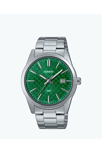 Casio Casio MTP-VD03D-3A1 Men's Stainless Steel Watch, Green Dial, Analog with Three Hands