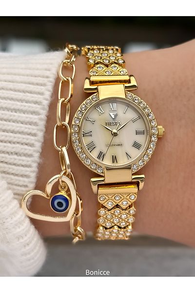 Fiesta Brand Full Steel (case, band) Luxury Mesh Strap Yellow VIP 5 Atm Wristwatch