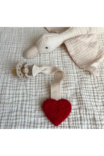 efecco Cotton Rope Punch Double Sided Heart Pacifier Strap
