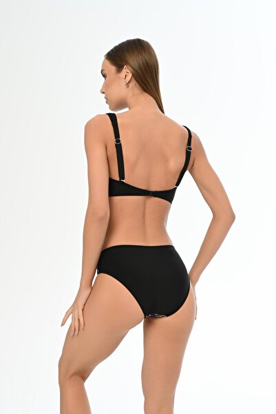 AQUAVİVA Γυναικείο σετ μπικίνι Aquaviva με μαύρο σχέδιο παλάμης με λουράκι προσαρμογής