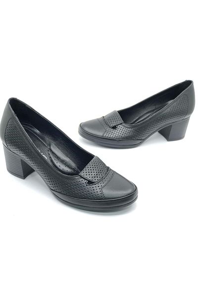 Venüs Apus Genuine Leather Comfort Orthopedic Women's Heeled Shoes Black
