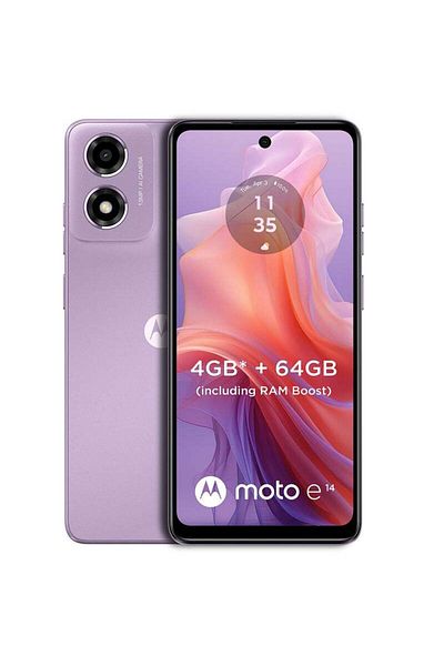 Motorola هاتف e14 ثنائي الشريحة، عربي، بنفسجي فاتح، رام 2 جيجابايت، سعة 64 جيجابايت، 4G، إصدار الشرق الأوسط