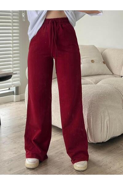 FERZOLAİO Burgundy Sweatpants with Elastic Waist