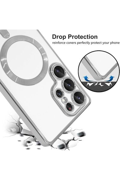Rivor Galaxy S25 Ultra Kılıf Kamera Korumalı Magsafe Wireless Şarj Şeffaf Kenarları Renkli Kapak