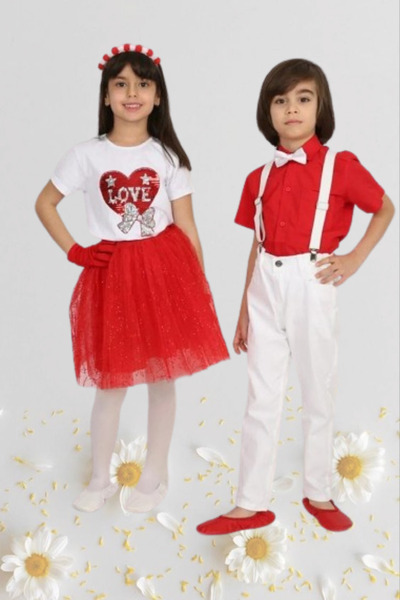 NACAR STYLİSH Kız Erkek Çocuk 23 Nisan Okul Gösteri Kıyafeti Pantolon Etek Gö...