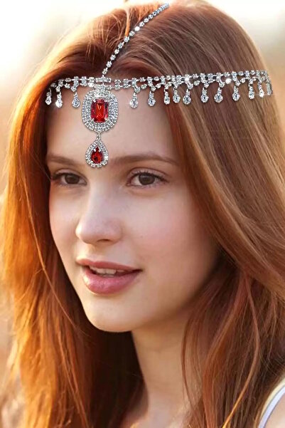 CAŞ DEKORASYON Αξεσουάρ με λεπτομέρεια από ασημί χρώμα και κόκκινη πέτρα