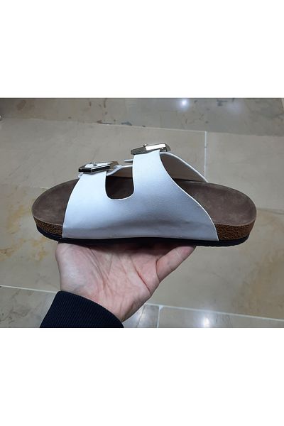 JADE Women's Orthopedic Double Band Buckle Wooden Sole Slippers