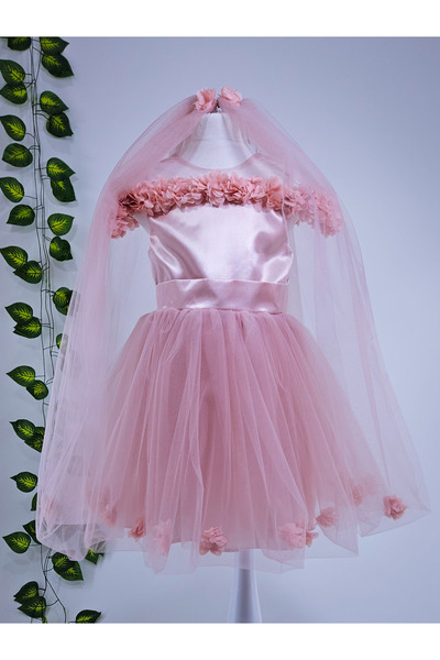 Melis Çocuk Çiçekli Kız Çocuk Abiye Elbise Gelinlik