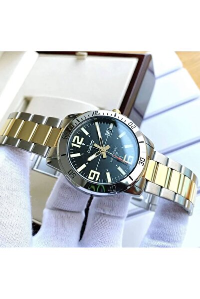 Casio Asio MTP-VD01SG-1BVUDF 45mm Round Stainless Steel Analog Watch - Gold/Silver