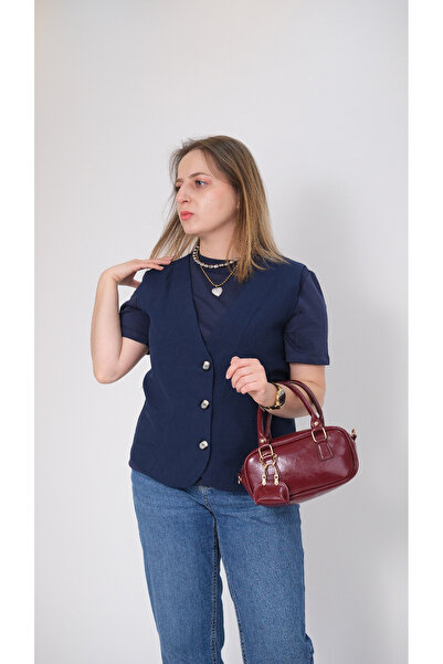 Klein Gabardin Yelekli Lacivert Tshirt