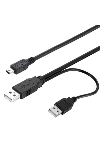 Generic 2 In 1 USB2.0 Data Power Cable Dual A Male To USB mini 5pin  For External Hard Disk