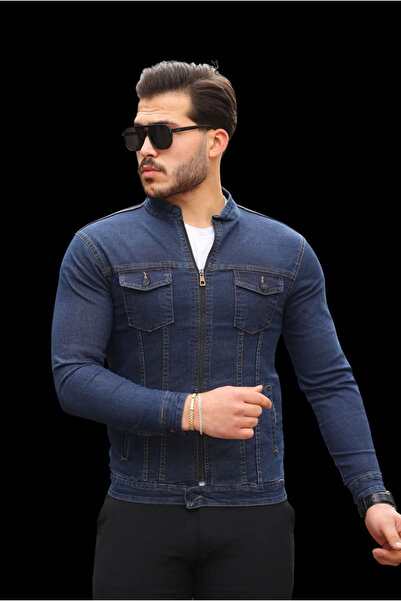 Lovely butik معطف جينز قابل للغسل للرجال