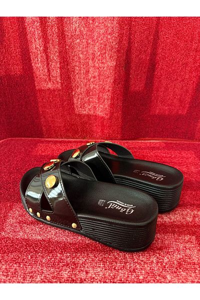 GÖNÜL High Heel Cross Slippers Black