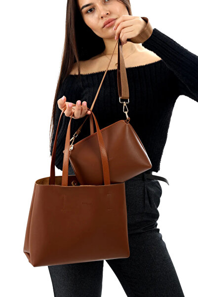 torime süet deri orta boy ikili kadın çantası,kadın omuz çantası,yavrulu çanta