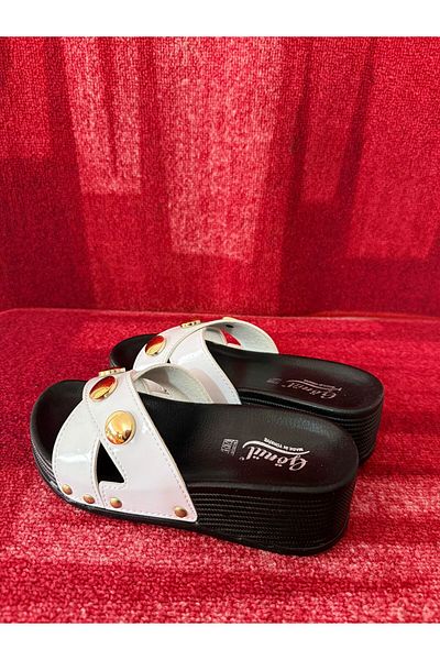 GÖNÜL High Heel Cross Slippers White