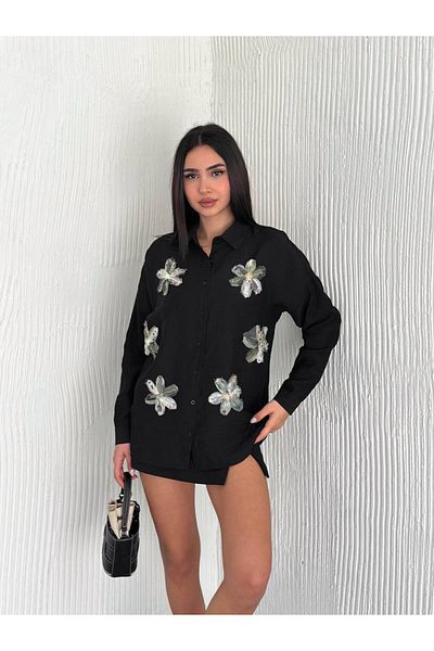 FancyWorld Cămașă din bumbac brodat cu modele florale