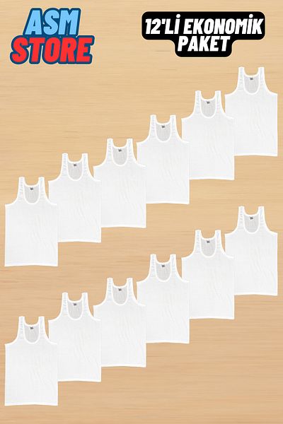 Akpınar 12 Pack Advantageous Men's Combed Cotton Undershirts - Long Lasting and Durable