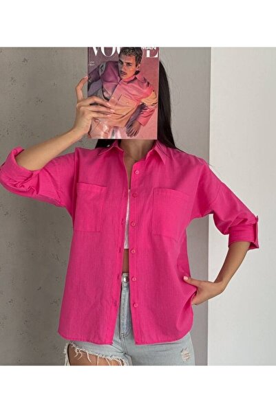 FancyWorld Çift Cepli Flamlı Keten Pamuk Gömlek