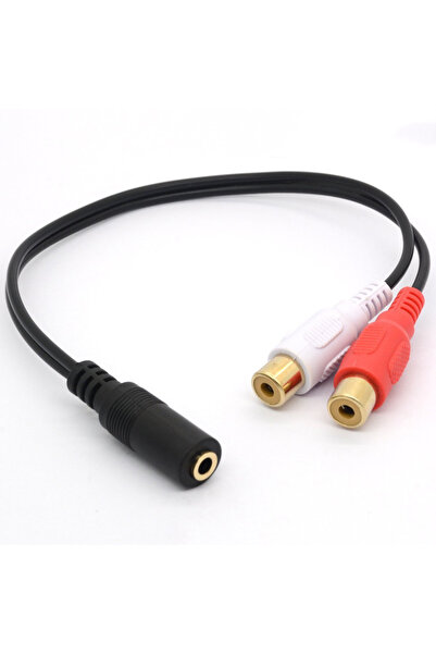 Generic كابل مقبس أنثى مقاس 3.5 مم إلى 2 RCA أنثى