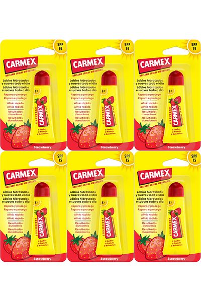 Carmex Strawberry Spf15 Lip Balm 10 G X 6