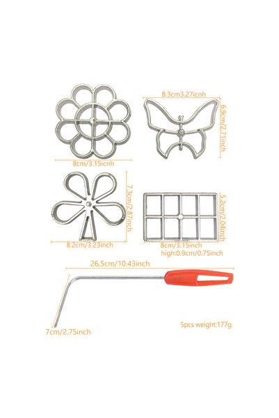 Choice مجموعة روزيت مكونة من 5 قطع من قوالب الورد المصنوعة من الحديد الزهر، 5/7 قطع من قوالب بونويلوس مع مقبض، أدوات معجنات تيمبالي
