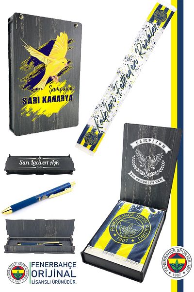 Fenerbahçe Original Licensed Colors Conquer Hearts Shawl Scarf and Hybrt Ballpoint Pen