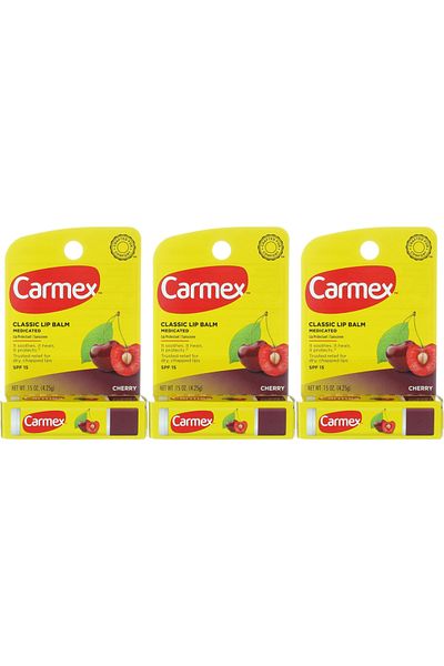 Carmex Lip Balm 4.25g Cherry Stick SPF 15 X 3