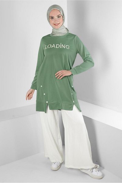Alvina 43348 Μοντέλο Φούτερ με εκτύπωση κειμένου και λεπτομέρεια με κουμπί