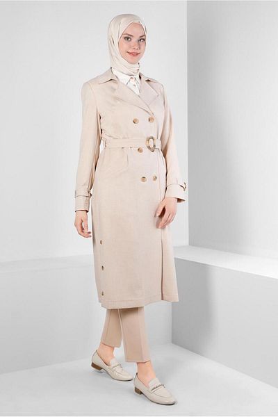 Alvina KRUVAZE COLLAR BELTED BUTTONED TRENCH COAT 10758