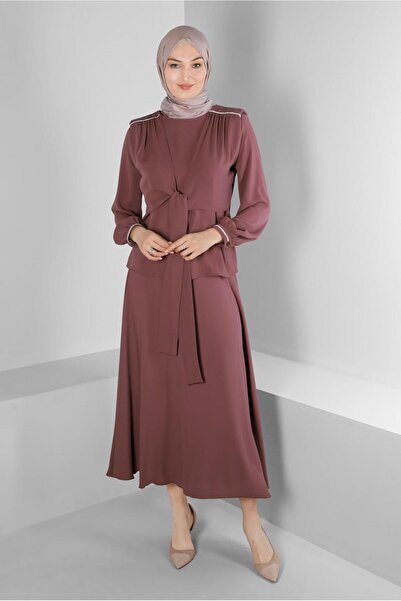 Alvina Double Skirt Padded Set - Tie Detailed 42519