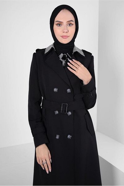 Alvina CRUVASE COLLAR BELTED TRENCH COAT 10826