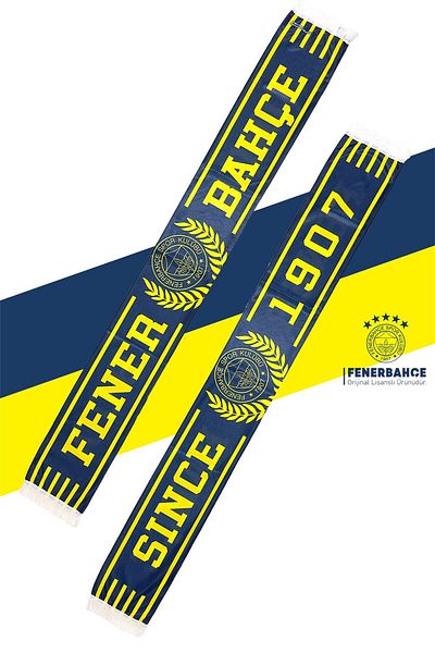Fenerbahçe Γνήσιο Αδειοδοτημένο Σετ Κασκόλ και Βραχιόλι από το 1907 με στάμπα καναρινιών σε κουτί