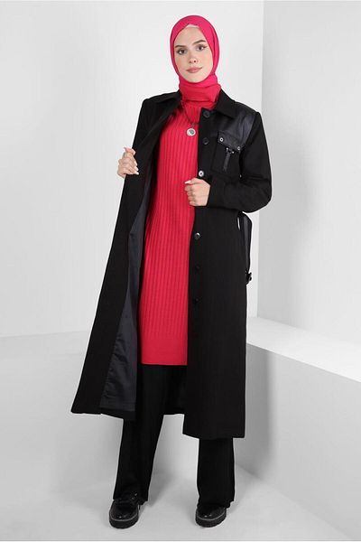 Alvina EYE DETAILED BELTED TRENCH COAT 10813-2