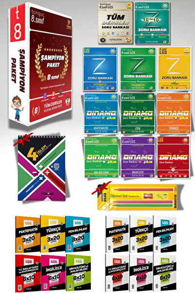 Tonguç Yayınları 8. Sınıf LGS Şampiyon Paketi Tüm Dersler 11 Soru Bankası (Ko...