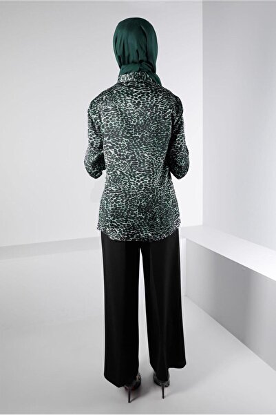 Alvina Leopard Printed Satin Blouse 43410