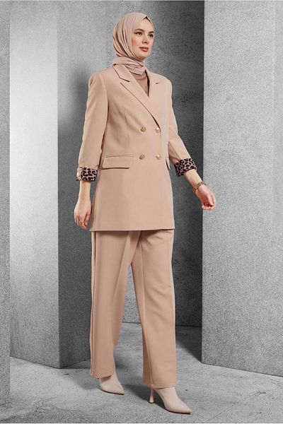Alvina 30508 Model Double Breasted Collar and Trousers Set