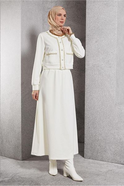 Alvina 45186 Model Buttoned Skirt Set