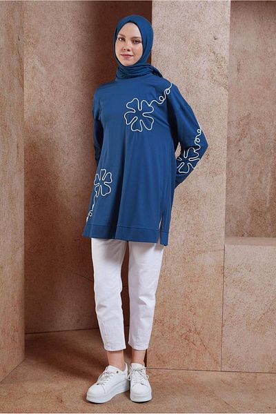 Alvina Sweatpants Tunic with Embroidery Detail 44624