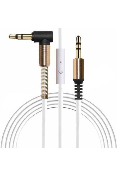 Generic كابل AUX ذكر إلى ذكر مع ميكروفون أبيض