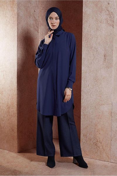 Alvina 45079 Model Shirt Collar Hijab Tunic